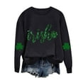 thumbnail image 4 of VgaVtl Ladies Sweatshirts Long Sleeve St. Paddy's Day Tops Women Going Out Active Fit Elegant Shamrock Leisure Tops,Black L, 4 of 5