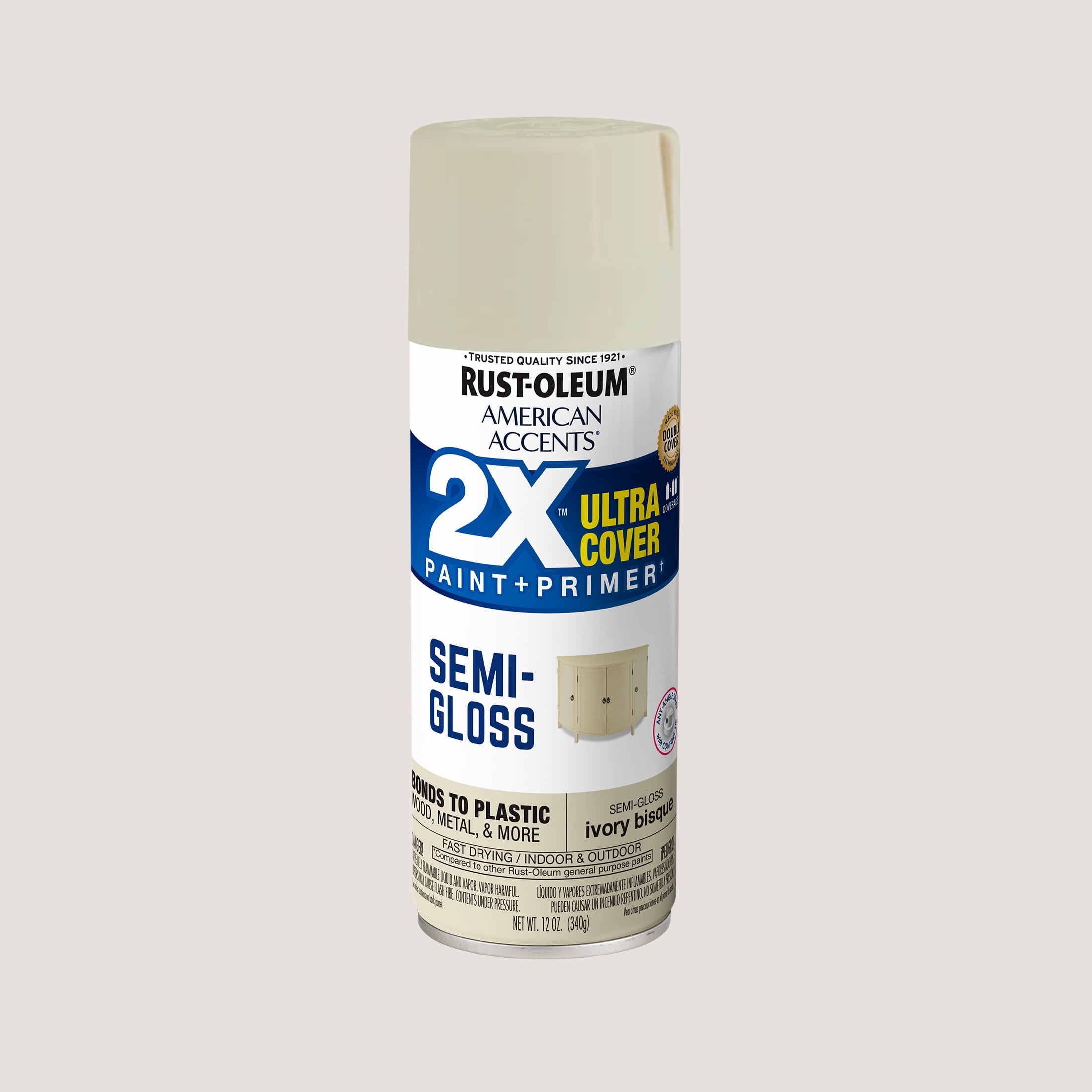 (6 pack) Ivory Bisque, Rust-Oleum American Accents 2X Ultra Cover Semi-Gloss Spray Paint-355086, 12 oz