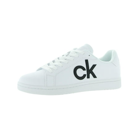 Calvin Klein Mens Laredo Faux Leather Fashion Sneakers White 13 Medium (D)
