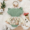 thumbnail image 3 of Morttic Infant Baby Girl Summer Clothes Short Sleeve Floral Ruffled Dress with Headband Outfit Set, 3 of 6
