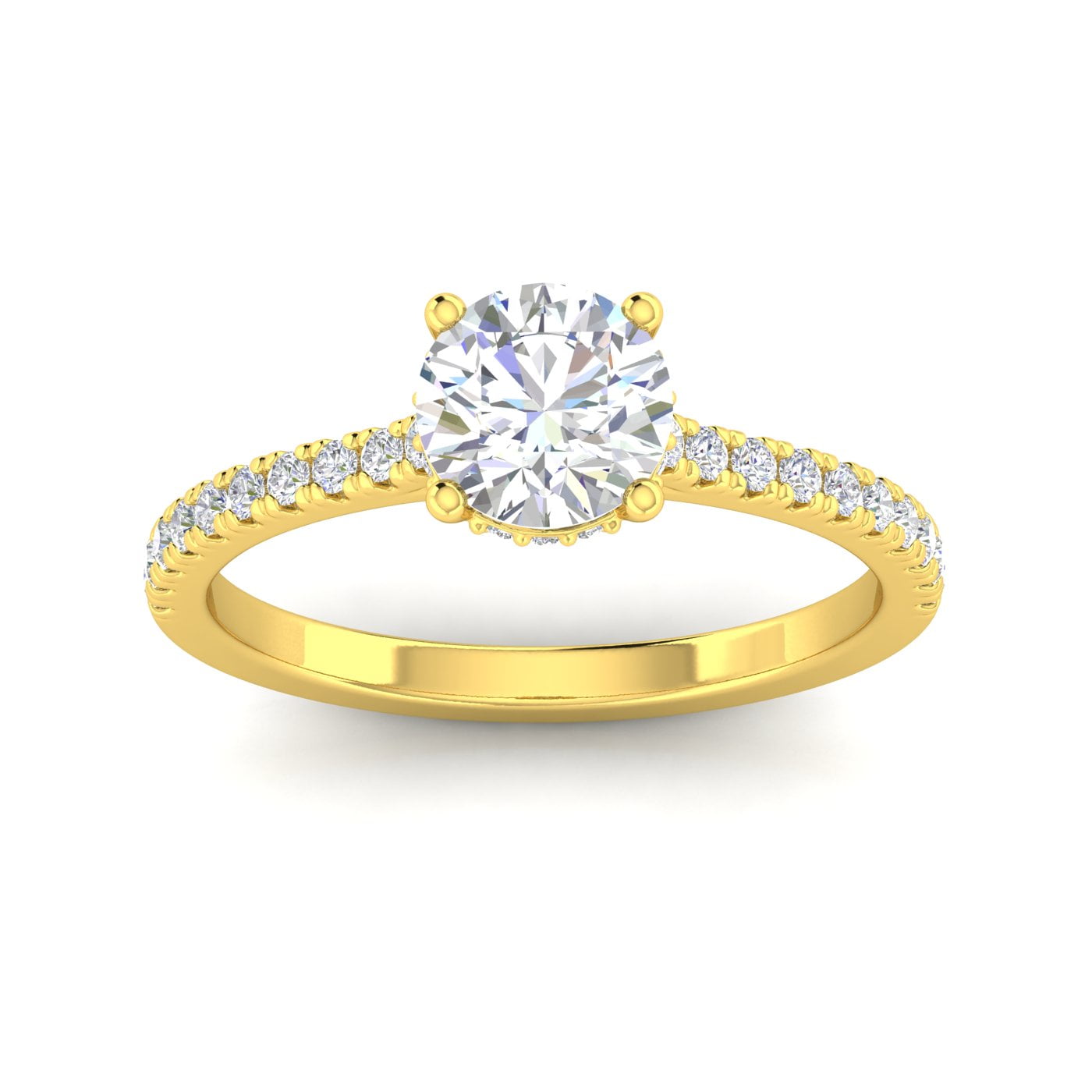 Certified 1 1/4ctw Diamond Halo Engagement Ring in 14k Yellow Gold (1 1/4ctw, G-H, I2)