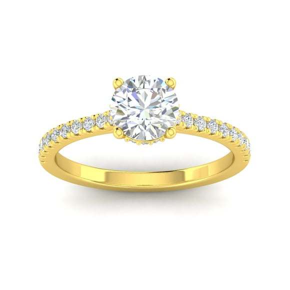 Certified 1 1/4ctw Diamond Halo Engagement Ring in 14k Yellow Gold (1 1/4ctw, G-H, I2)