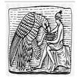 thumbnail image 3 of Black and White Shower Curtain, Hand Drawn Greek Mythology Figure with Giant Eagle Woodcut Sketch, Fabric Bathroom Set with Hooks, 69W X 84L Inches Extra Long, Black and White, by Ambesonne, 3 of 3