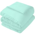 thumbnail image 5 of 3 Piece New Half Pinch Pleated Pattern Comforter Set, 800 TC, 100% Egyptian Cotton, Oversized Super King Size Aqua Blue Solid, 5 of 6