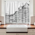 thumbnail image 2 of Ambesonne Nepal Kitchen Curtains, Doodle Style Kathmandu, 55"x39", Black and White, 2 of 3