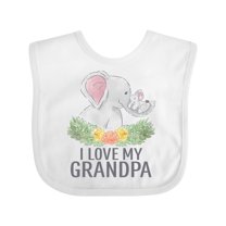 Inktastic I Love My Grandpa Cute Elephants and Spring Flowers Boys or Girls Baby Bib