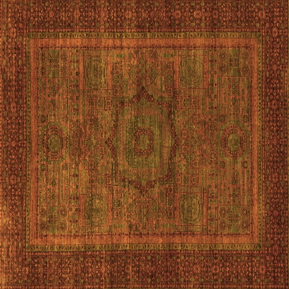 Ahgly Company Indoor Square Abstract Orange Modern Area Rugs, 6' Square
