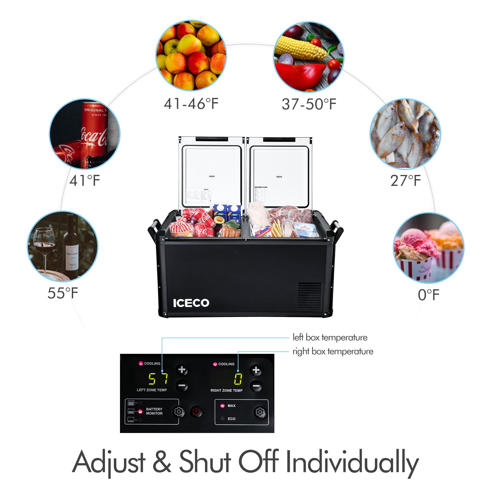 ICECO VL60 ProS 63 Quarts Portable Refrigerator Freezer Compact Car Fridge Electric Cooler Chest Freezer for Truck