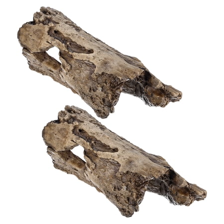 2-Pack Reptile Hide Basking Platform, Cement Reptile Tank Decor, Large Brown Bearded Dragon Tank Accessories for Turtle/Gecko