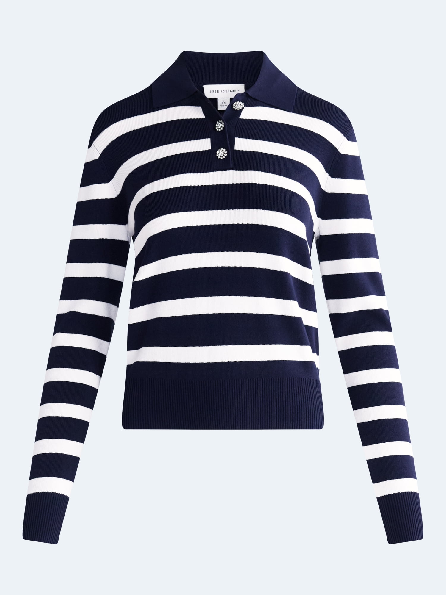 Free Assembly Women's and Women's Plus Polo Sweater with Long Sleeves, Lightweight, Sizes XS-4X
