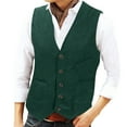 thumbnail image 2 of Aueoeo Corduroy Vests For Men V Neck Button Up Waistcoat Business Casual Jacket For Formal Work With Pockets, 2 of 6
