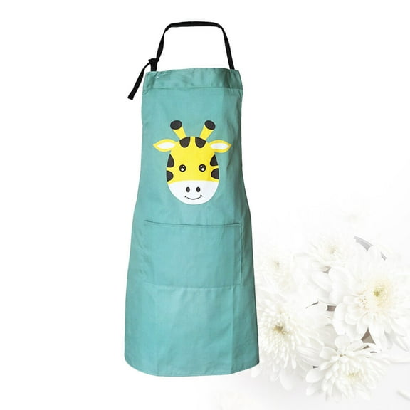 Masteelf 1Set Cooking Apron for Children with Cartoon Design 55X39X0.2In Green