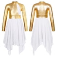thumbnail image 4 of iiniim Kids Girls Long Sleeves Metallic Chiffon Lyrical Dance Tunic Overlay Dress Size 6-16 A White 14, 4 of 7