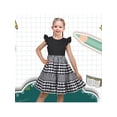 thumbnail image 4 of Sunny Fashion Girls Dress Black Gingham Plaid School Student Ruffle Cap Sleeve 5 Years, 4 of 7