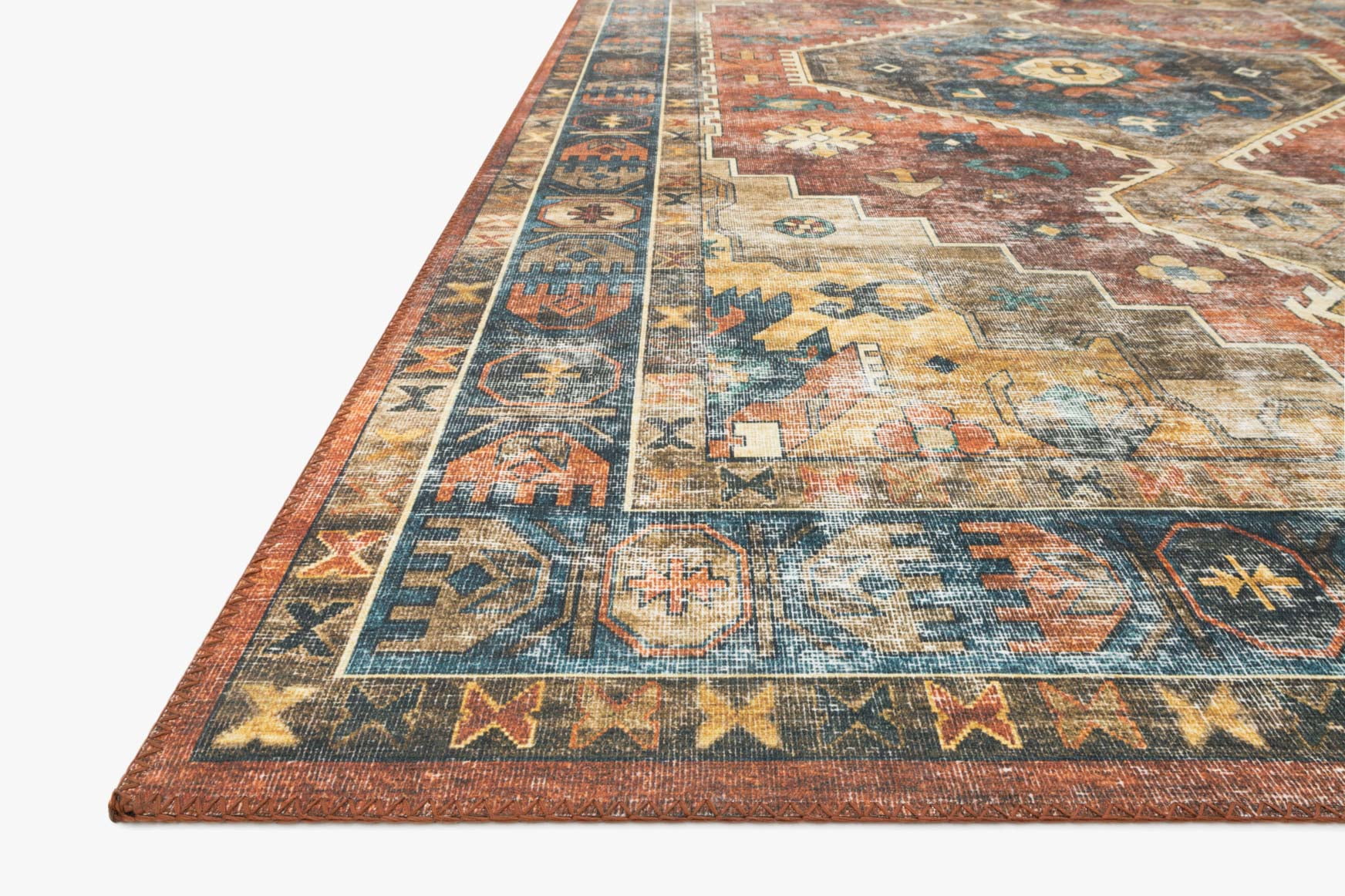 Loloi SKYE SKY-11 Rust / Blue Oriental Area Rug 5'-0" x 7'-6"