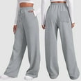 thumbnail image 2 of WENWU Pants for Women Ladies Casual Pants Light Gray Pants Womens Comfortable Pants High Waisted Wide Leg Pants Women Summer Pants, 2 of 9