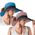 thumbnail image 1 of Rosoz Cola de Caballo Sombreros de Sol para Mujer Protección UV Malla Plegable ala Ancha Senderismo Playa Pesca Verano Safari, 1 of 1
