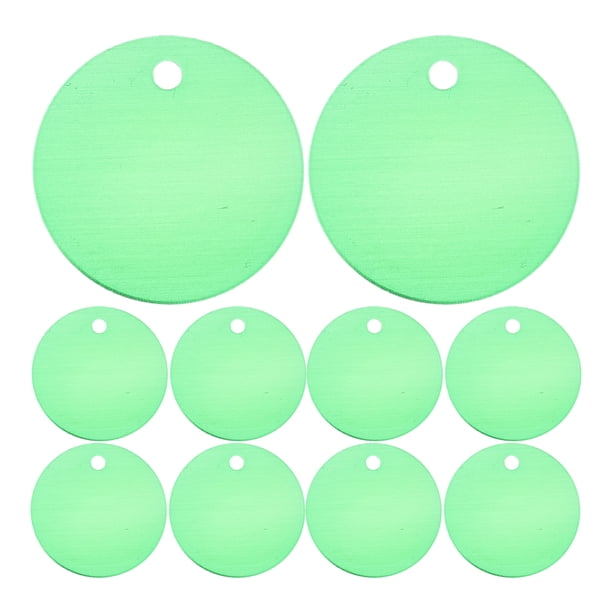 25 etiquetas redondas de aleación de aluminio para mascotas, etiquetas en blanco para cachorros, cuerda de tracción, accesorios colgantes para cachorros, osito de peluche, bricolaje (verde)