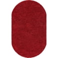 thumbnail image 1 of Unique Loom Everyday Shag Plush Area Rug 5' x 8' Oval in Cherry Red, 1 of 4