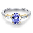 thumbnail image 3 of Gem Stone King 10K Two Tone Gold Blue Tanzanite and Lab Grown Diamond Engagement Ring for Women | 1.46 Cttw | Oval 8X6MM | Gemstone December Birthstone | Size 9, 3 of 6