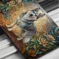thumbnail image 6 of Swedish Vallhund Dog Art Nouveau Faux Leather Travel Luggage Tag, 6 of 7