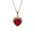 thumbnail image 1 of Collar sencillo con forma de corazón para mujer, con microincrustaciones de circonita roja grande, adorno personalizado para el cuello (dorado), 1 of 7