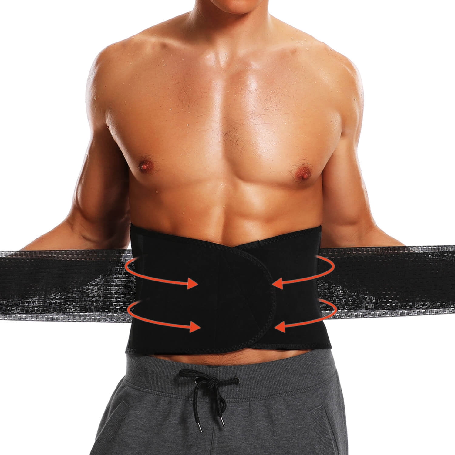 Men Waist Trainer Cincher Sweat Belt Wrap Body Shaper Back Supports Shapewear US 