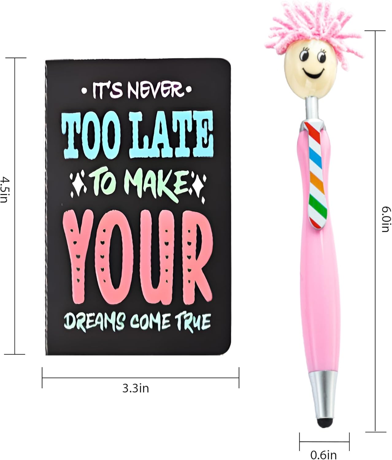 48Pcs Valentines Day Gifts ,Ballpoint Pens Motivational Notepads Gifts Set,24Pcs Mini Journal Lined with stylus pens,24Pcs Pocket Notebooks Bulk Gifts Set for Valentines Day Gifts Teachers O