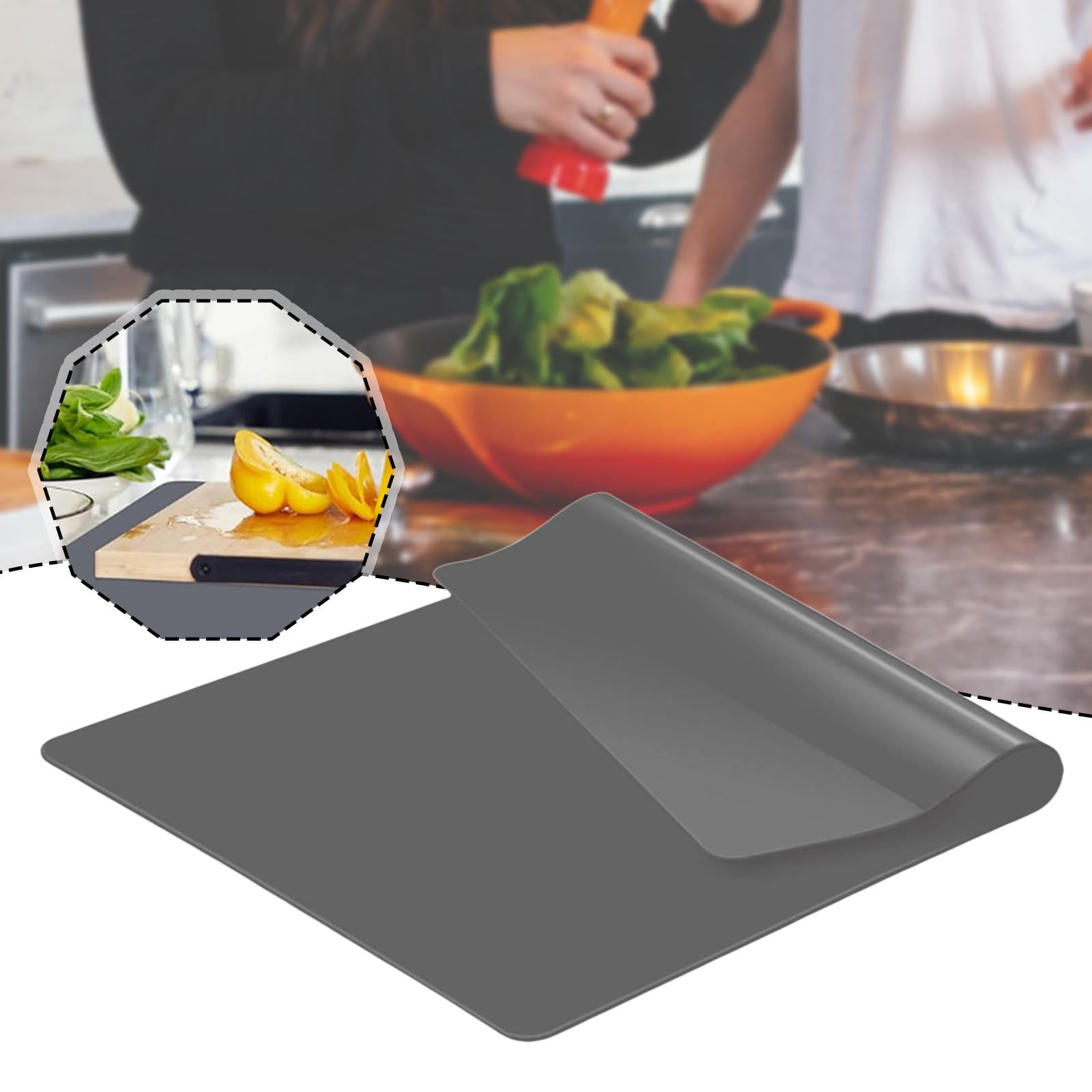 CarpNettore Silicone Counter Mat Heat Resistant Pad Multipurpose Easy to Clean Rolled Folded Gray 80 cmx60 cm