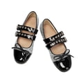 thumbnail image 3 of HomeDM Women's Low Block Heels Mary Jane Shoes Closed Round Toe Buckle Strap Wedding Party Dress Shoes, Black Size 6.5, 3 of 6