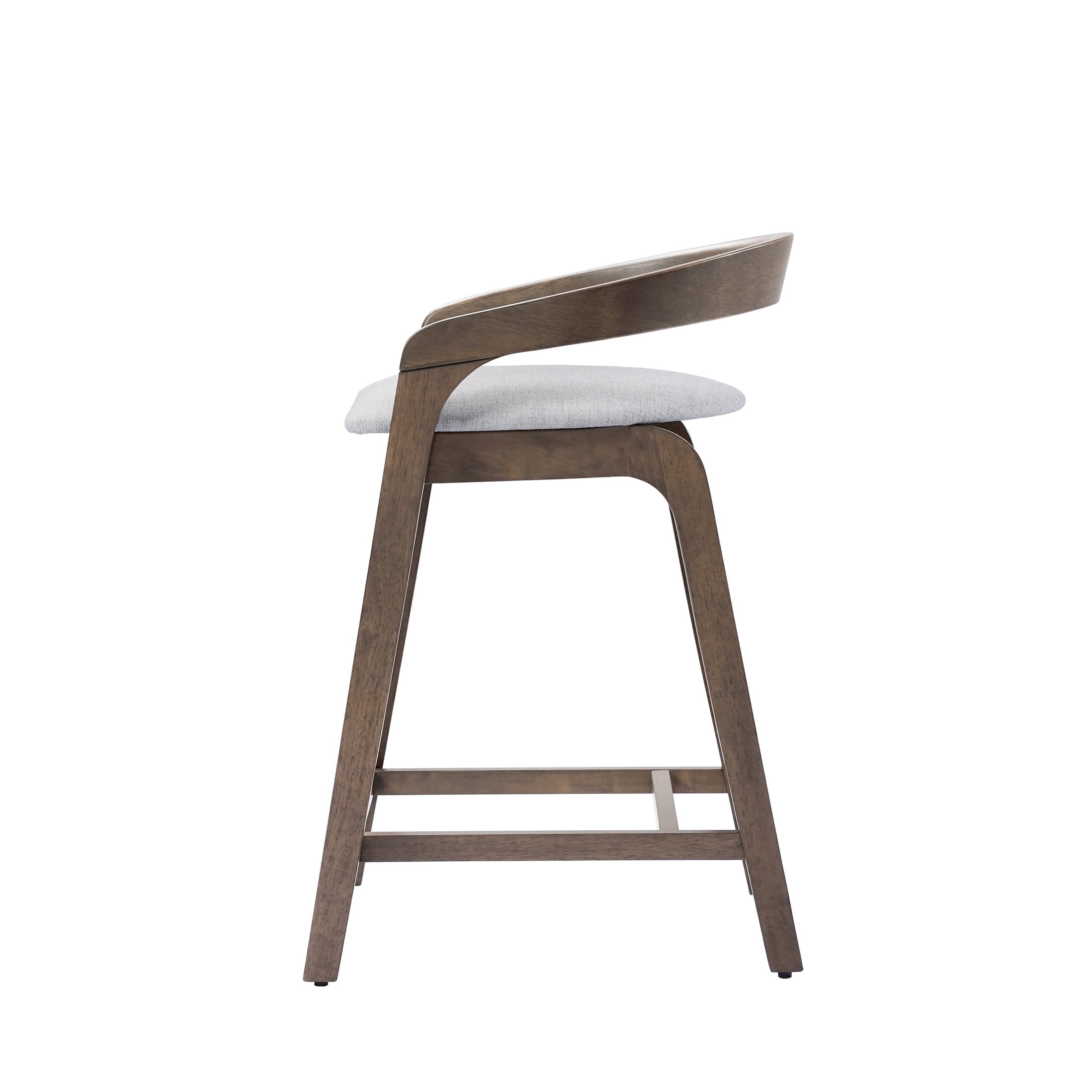 Modern Fabric Upholstery Counter Stools with Ergonomic Backrest and Solid Wood Frame, Beige, Set of 2