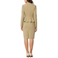 thumbnail image 3 of Conjuntos de trajes para mujeres INSPIRE CHIC, atuendos de negocios, blazer peplum sin cuello, falda lápiz formal, conjunto de 2 piezas, XS color beige, 3 of 6