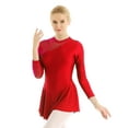 thumbnail image 3 of Zaldita Women's Lyrical Gymnastic Skate Dress Mesh Patchwork Hollow Out Leotard Dresses Red Large, 3 of 7