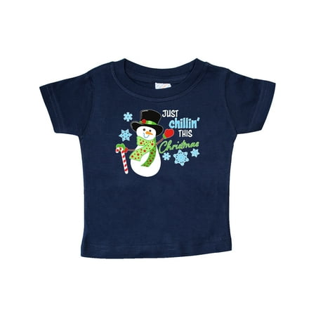 

Inktastic Just Chillin This Christmas Fun Snowman in Top Hat Gift Baby Boy or Baby Girl T-Shirt