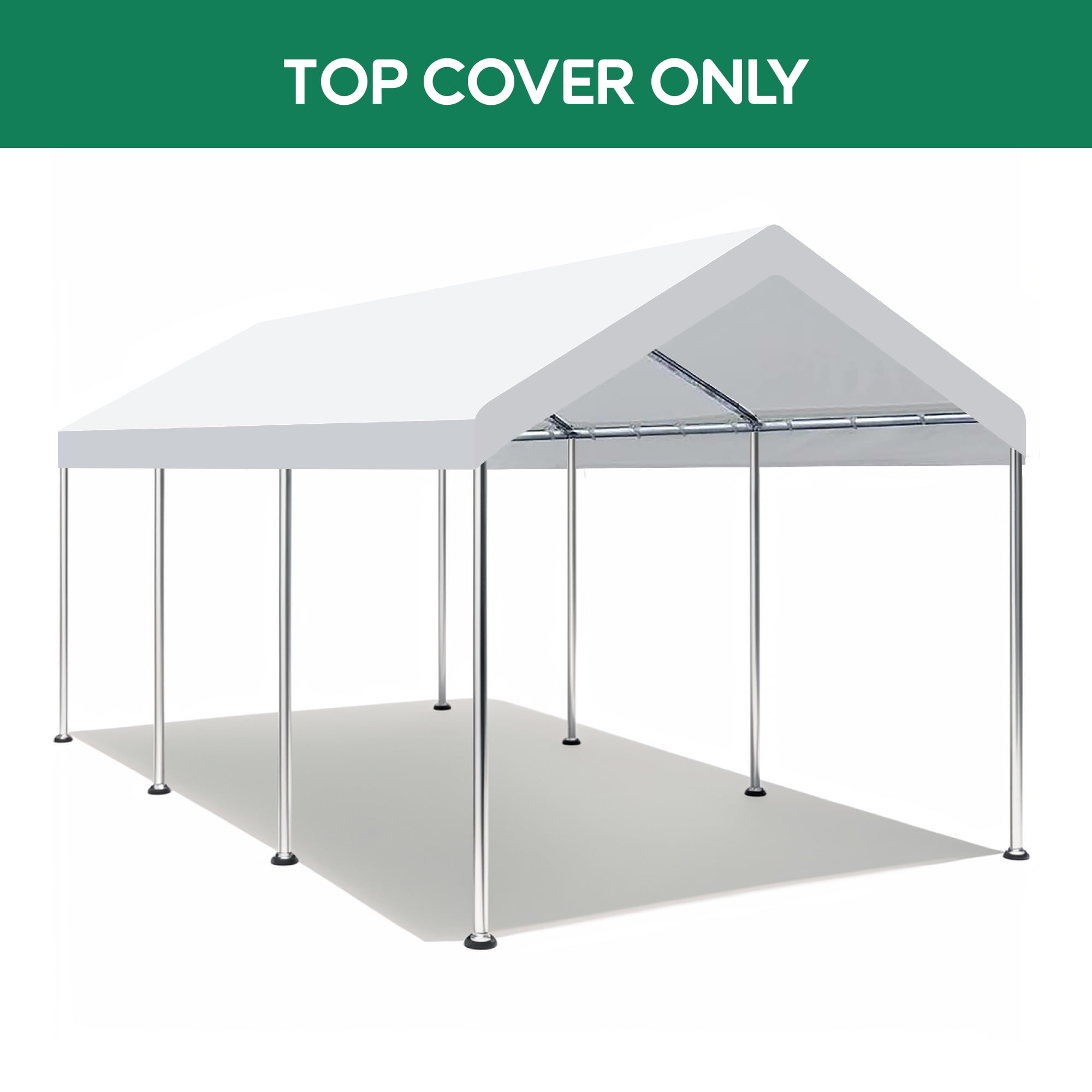 10 x 20 Ft Carport Replacement Canopy Cover Garage Top Tent Shelter with 36 Ball Bungee Cords Heavy Duty Waterproof UV & Tear Resistant, Easy Assembly, White (Only Cover, Frame Not Include) - White