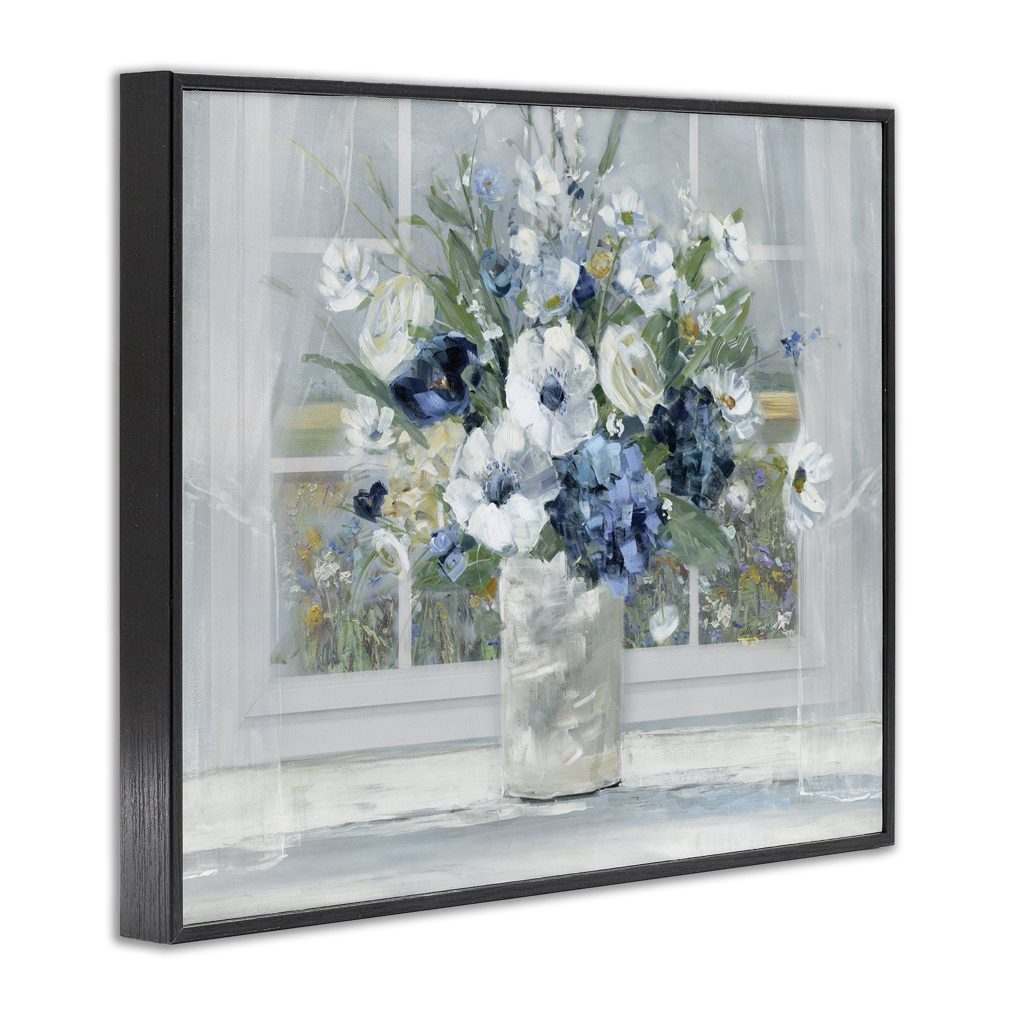 Stupell Industries Blue Hydrangea & Anemone Bouquet Black Framed Giclee Art, design by Sally Swatland