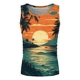 thumbnail image 3 of GHSOHS Tank Tops Men Running Tee Tops Casual Shirts Orange Mens T-Shirts Large Size Summer Clothes for Men Mens Summer Vacation Beach Print Top Vest Sleeveless Top,3XL, 3 of 5