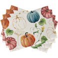 thumbnail image 1 of Ensemble de 4 Sets de Table Citrouille Colorée d'Automne, Sets de Table de Salle à Manger Aquarelle Bleue de l'Action de Grâce, Décorations Rustiques en Coton Lin Lavables d'Automne 12 x 18 Pouces, 1 of 6