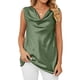 thumbnail image 1 of Camiseta sin mangas de verano para mujer, cuello vuelto, sin mangas, suelta, informal, elegante, básica, OD verde L, 1 of 8