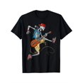 thumbnail image 1 of Men's Retro Skeleton Guitarist Cotton T-Shirt – Soft & Comfortable, Black Casual Crew Neck Short Sleeve Tee, Perfect for Music Lovers & Couples, Regular Fit, 100% Cotton Fabric, Slight Stretch, 1 of 6