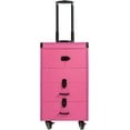 thumbnail image 5 of Rolling Makeup Train Case, Large Cosmetic Storage Trolley Cosmetology Display Suitcase, Anti-Scratch Lockable Makeup Organizer Travel Case with Keys & Removable Wheels (Rose), 5 of 9