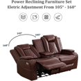 thumbnail image 5 of PonLiving Leather Power Recliner Sofa Set LED Lights USB Chargers Burgundy Leather Living Room Furniture Set SOFA+LOVESEAT+CHAIR, 5 of 6