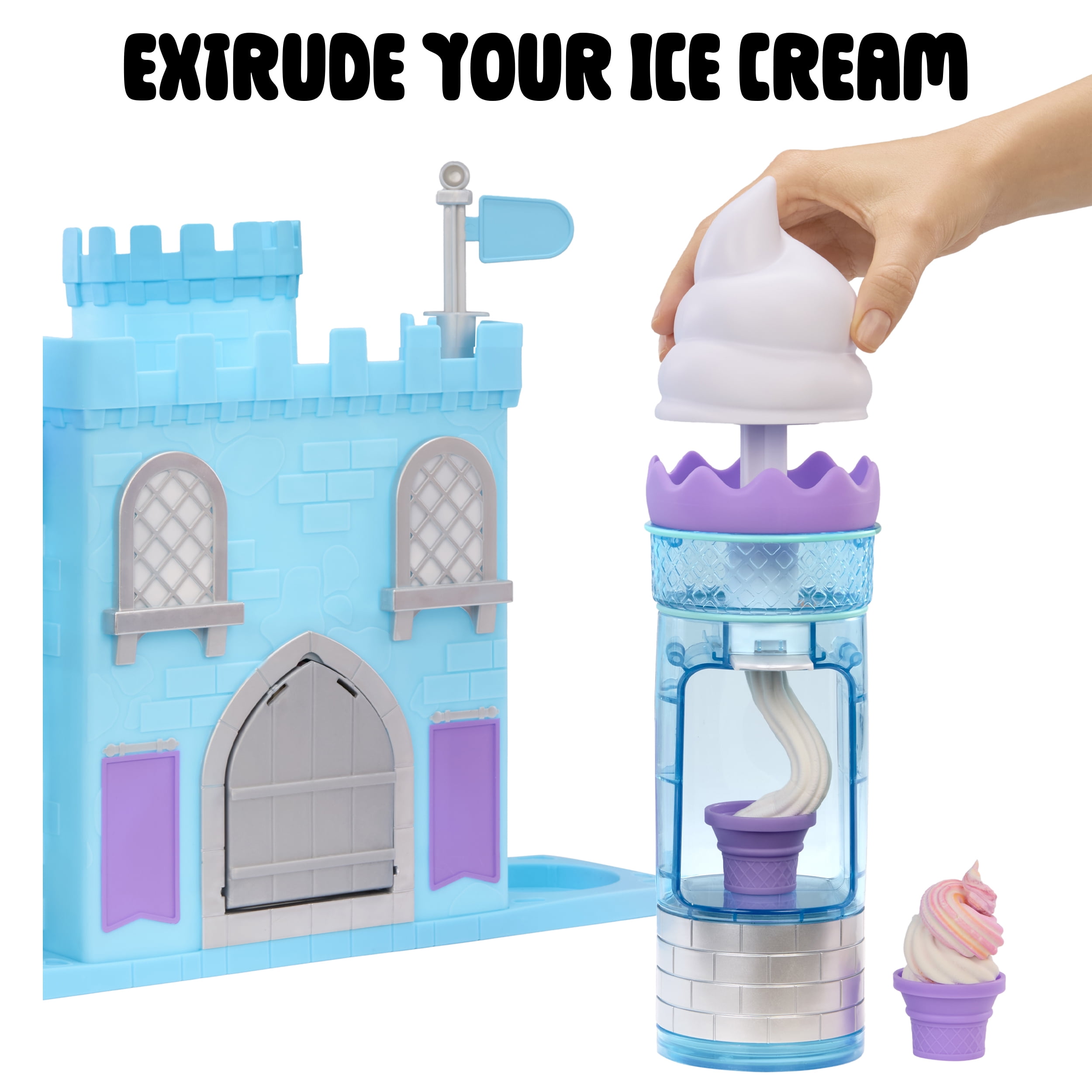 DohKins Ice Cream Castle with Princess & Knight - Dough Never Dries, 10oz scented dough