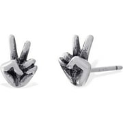 Boma Jewelry Sterling Silver Peace Sign Hand Stud Earrings