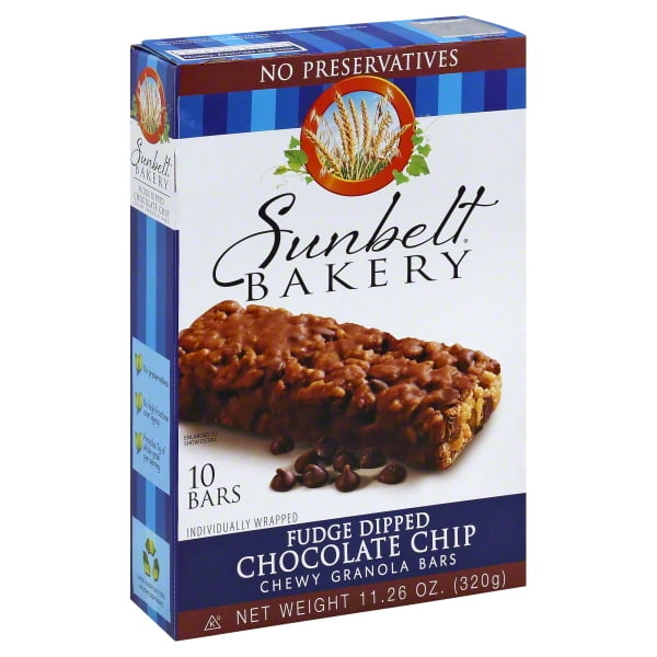 Sunbelt Bakery Family Pack Fudge Dipped Chocolate Chip Chewy Granola Bars, 10 Ct