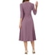 thumbnail image 3 of Vestido de trabajo para mujeres INSPIRE CHIC, corte A, mangas 3/4, vestido midi elegante, morado y gris, talla M, 3 of 6