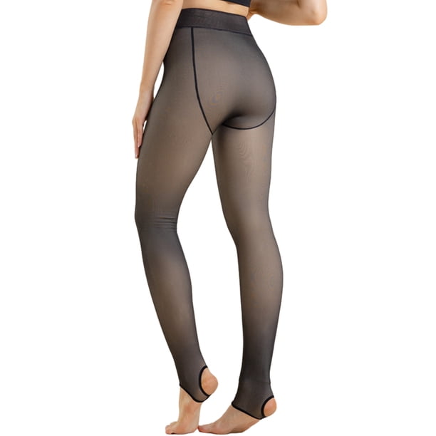 Medias de lana para mujer de 300 g, medias falsas translúcidas, medias de lana gruesas transparentes y cálidas de cintura alta para invierno