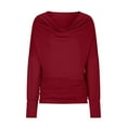 thumbnail image 3 of ZyeKqe Womens Long Sleeve Tops Cowl Neck Shirts Ruched Going out Tops Loose Fitted Tees Top, 3 of 5