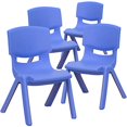 thumbnail image 1 of Flash Furniture 4 Pack Blue Plastic Stackable School Chair with 10.5'' Seat Height, 1 of 5