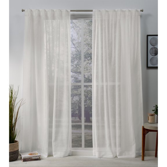 Exclusive Home Belgian Sheer Hidden Tab Top Curtain Panel Pair, 50"x96", Snowflake